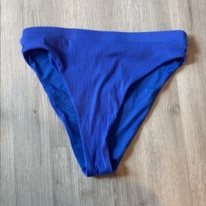 NWT Blushing Brunette Blue Ribbed Bikini Bottoms Size Large